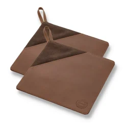 Pillivuyt 2 Agarradores Gourmet 20,5x20,5 cm, Cuero Marrón Hot