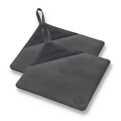 Pillivuyt Manoplas De Horno Y Agarradores|Manoplas De Horno Y Agarradores<2 Agarradores Gourmet 20,5x20,5 cm, Cuero Negro