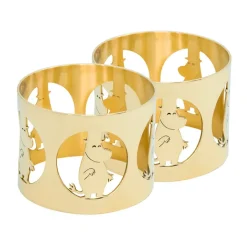 Hilke Collection Servilleteros Y Anillos Para Servilletas<2 Anillos servilleteros Hilke X Mumins papá Moomin, Latón niquelado Color dorado