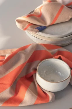 Mette Ditmer Bayetas Y Cepillos Limpiavajilla<2 Bayetas de cocina Stripes 33x33 cm, Latte RosaNaranja