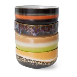 HKliving Boles Para Desayuno<4 Boles de postre 70's, Humus Multi
