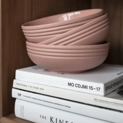 NJRD Boles Para Desayuno<6 Boles Lines Ø16 cm, Rosa