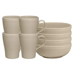 Scandi Living Juegos De Vajilla<4 Boles para desayuno Dots 60 cl, Beige