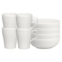 Scandi Living 4 Boles para desayuno Dots 60 cl, crema Blanco Best