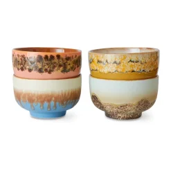 HKliving Boles Para Desayuno<4 Boles 70's Ø13,5 cm, Seabreeze Multi