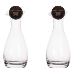 Sagaform 2 Botellas de aceite/vinagre con bola de corcho Nature 35cl, transparente- oscuro Marrón New