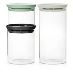 Brabantia 3 botes de cristal , negro-gris-verde Multi Online