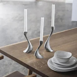 Georg Jensen Candelabros<3 Candelabros Cobra, acero inoxidable GrisPlateado
