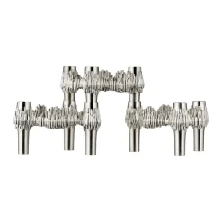 STOFF 3 Candelabros Quist, Cromo cepillado Plateado Hot