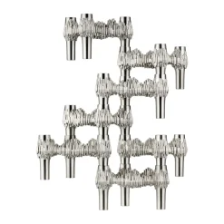 STOFF 3 Candelabros Quist, Cromo cepillado Plateado Hot