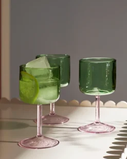HAY 2 Copas de vino Tint 25 cl, Verde-rosa VerdeRosa