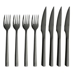 Aida Cuchillos Para Carne<8 Cubiertos de carne Raw, Negro