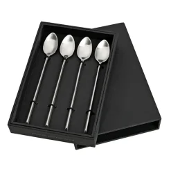 Broste Copenhagen 4 Cucharas alargadas Sletten, Flana satin forged Plateado New