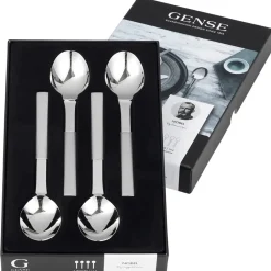 Gense Cubiertos Para Entrantes|Cubiertos De Postre<4 Cucharas de postre y entrante Nobel, 4 piezas Plateado