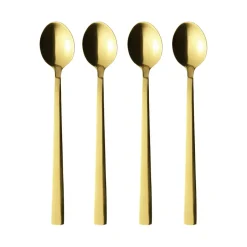 Aida Cucharillas De Café Y Té<4 Cucharillas de café con leche Raw, Gold Color dorado
