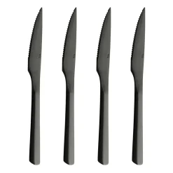 Aida Cuchillos Para Carne|Cubiertos De Mesa<4 Cuchillos de carne Raw, Negro
