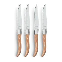 Amefa Cuchillos Para Carne<4 Cuchillos para parrilla Royal Steak, Natural en caja de madera Beige