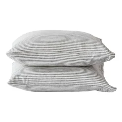 Tell Me More 2 Fundas de almohada Stonewashed lino 50x60 cm, Grey-white GrisBlanco Discount