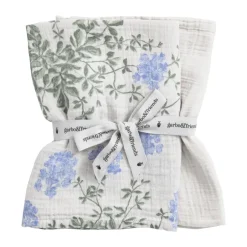 Garbo&Friends Mantas Infantiles|Mantas Infantiles<2 mantas pequeñas Plumbago Muslin, 60x60 cm Azul