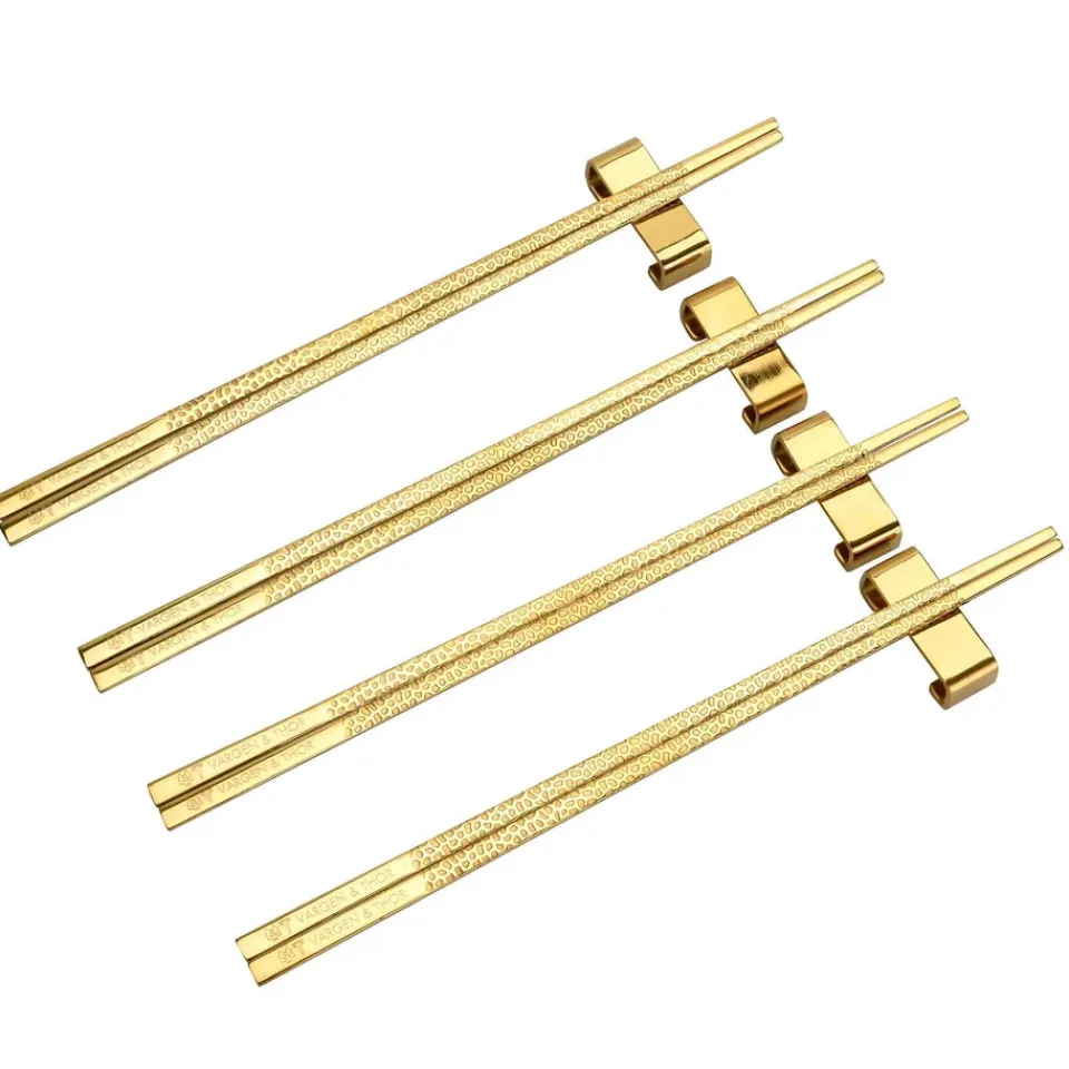 Vargen & Thor Palillos Para Comer<4 Palillos Kito Chopsticks, latón Color dorado