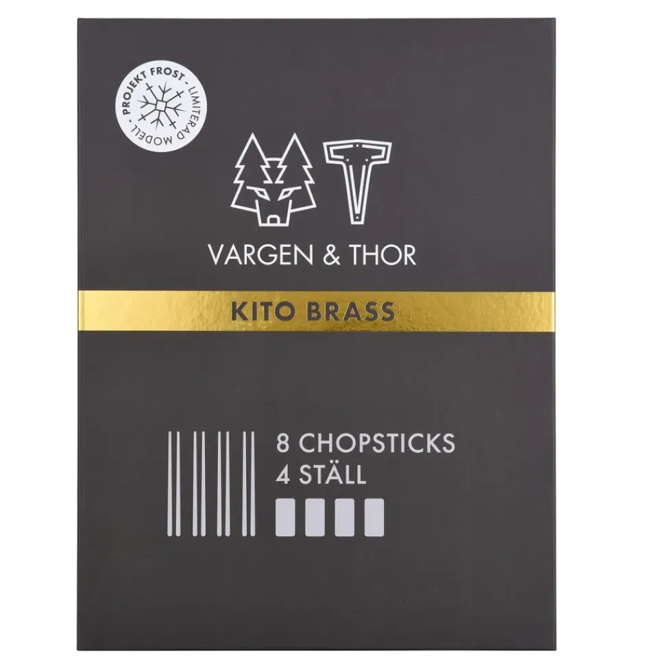 Vargen & Thor Palillos Para Comer<4 Palillos Kito Chopsticks, latón Color dorado