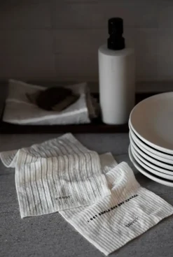 ERNST Bayetas Y Cepillos Limpiavajilla<2 Paños de cocina cita/rayas, Blanco
