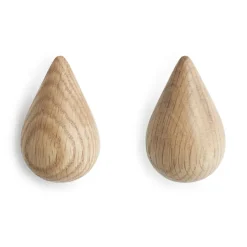 Normann Copenhagen 2 perchas Dropit, pequeñas, madera Marrón Clearance