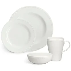 Scandi Living 4 Platillos Dots 22 cm, crema Blanco Online