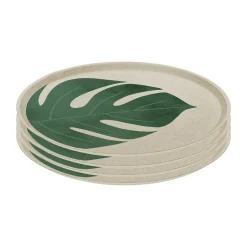 Koziol Platos De Plástico<4 Platos Connect Ø25,5 cm, Monstera leaf Multi