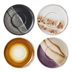 HKliving 4 Platos de café 70's Ø13 cm, Mutli Multi Sale