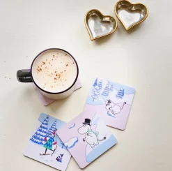 Opto Design Posavasos<4 Posavasos Moomin winter 2022 9x9 cm, Azul-blanco-rosa AzulBlancoRosa