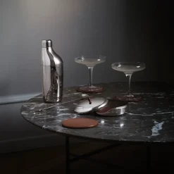 Georg Jensen 4 Posavasos Sky, cuero Marrón Clearance