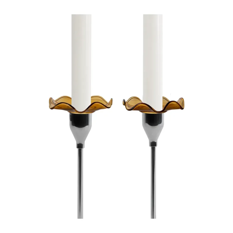 Sagaform Accesorios Para Candelabros<2 Protectores de vela Viva, Amber MarrónNaranja