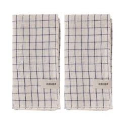 ERNST 2 Servilletas a cuadros 40x40 cm, Azul- Beige Discount
