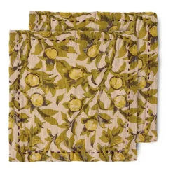HKliving Servilletas De Tela|Servilletas De Tela<2 Servilletas de algodón Mediterranean 30x30 cm, Olive Multi