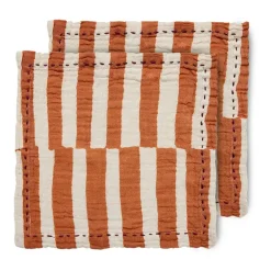 HKliving 2 Servilletas de algodón Striped 30x30 cm, Tangerine BeigeNaranja Best