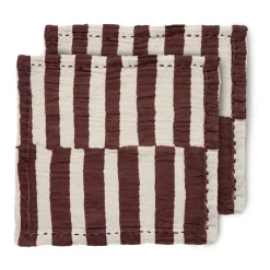 HKliving Servilletas De Tela|Servilletas De Tela<2 Servilletas de algodón Striped 30x30 cm, Burgundy MarrónBeige