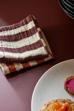 HKliving Servilletas De Tela|Servilletas De Tela<2 Servilletas de algodón Striped 30x30 cm, Burgundy MarrónBeige