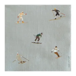 Fine Little Day Servilletas De Papel<25 Servilletas Skiers, Grey Gris