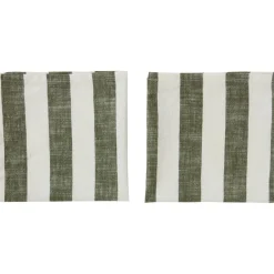 OYOY Servilletas De Tela|Servilletas De Tela<2 Servilletas Striped 45x45 cm, Olive VerdeBlanco