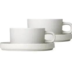 Blomus 2 Tazas de té con plato Pilar, Moonbeam Beige Discount