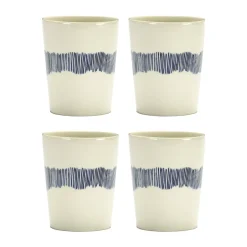 Serax 4 Tazas de té Ottolenghi Feast 33 cl, White stripes-blue Blanco Outlet