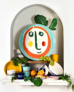 Serax 4 Tazas de té Ottolenghi Feast 33 cl, White stripes-blue Blanco Outlet