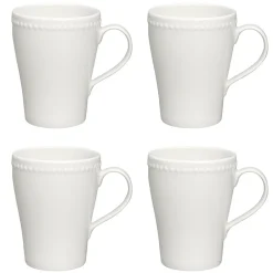Scandi Living Tazas De Café<4 Tazas Dots 35 cl, crema Blanco