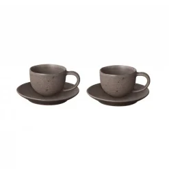 Blomus 2 Tazas para café espresso Kumi con plato 6 cl, Espresso Marrón New