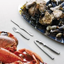 Alessi Cubiertos De Servir<4 Tenedores de marisco Colombina Fish, acero inoxidable Plateado