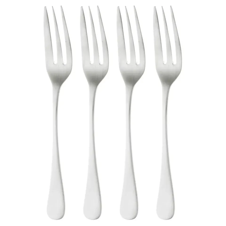 Robert Welch 4 Tenedores de postre Radford, acero inoxidable Plateado