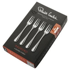 Robert Welch 4 Tenedores de postre Radford, acero inoxidable Plateado
