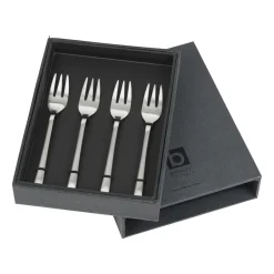 Broste Copenhagen Cubiertos De Postre<4 Tenedores para tarta Hune, Brushed satin Plateado