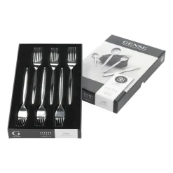 Gense Cubiertos De Postre<6 Tenedores para tarta Twist, acero inoxidable Plateado